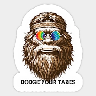 Dodge Your Taxes Sasquatch (Black Text) Sticker